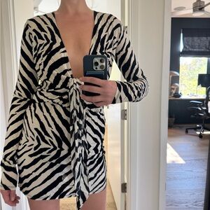 Rat & Boa Zebra Print Mini Dress